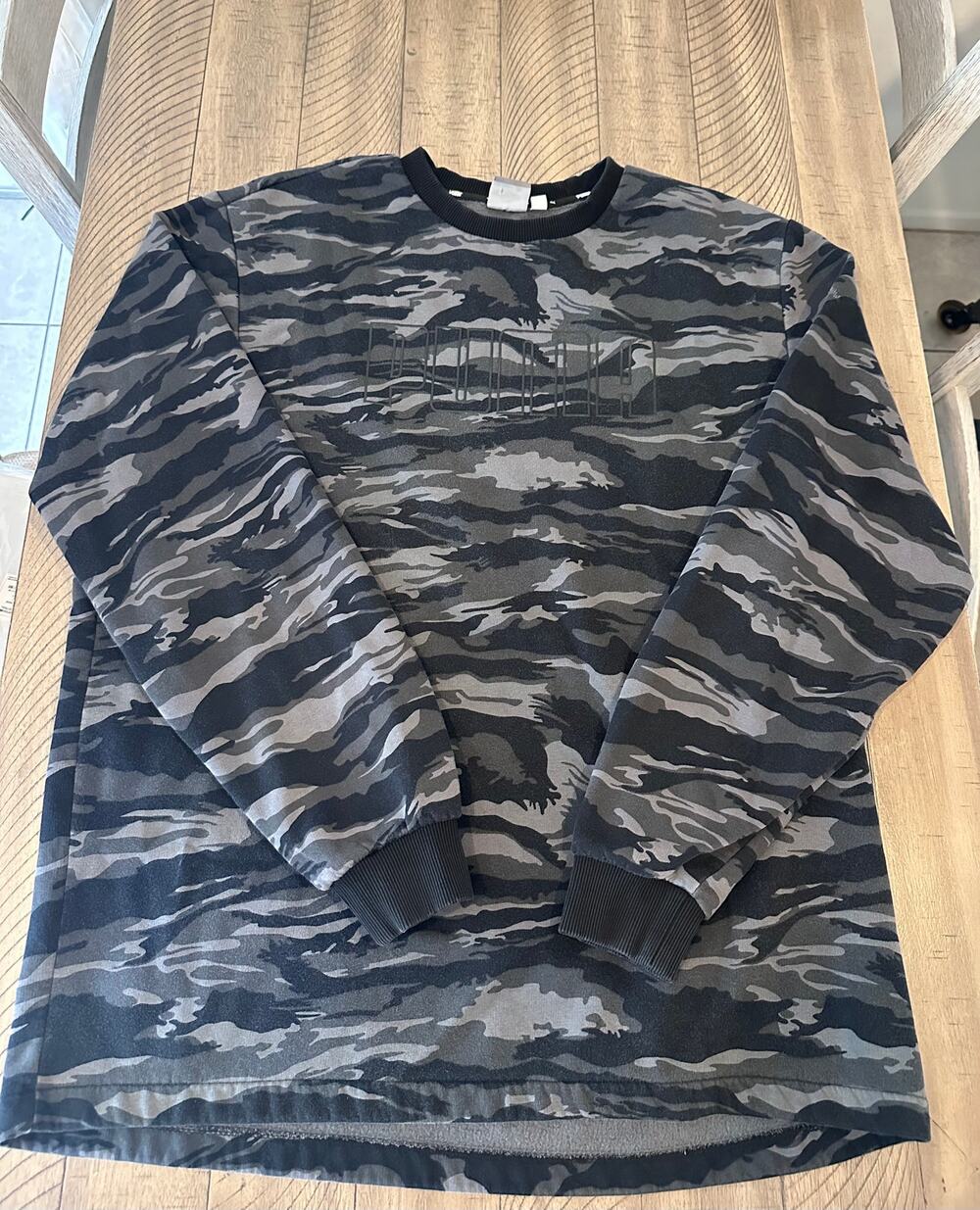 Puma Mens Camo Crewneck Sweatshirt Size XXL Gray Black Long Sleeve Pullover